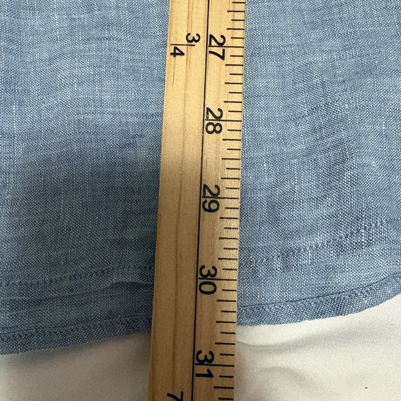 Tommy Bahama Mens XL Shirt Blue 100% Linen Long Sleeve Striped Chest Coastal - Picture 8 of 8